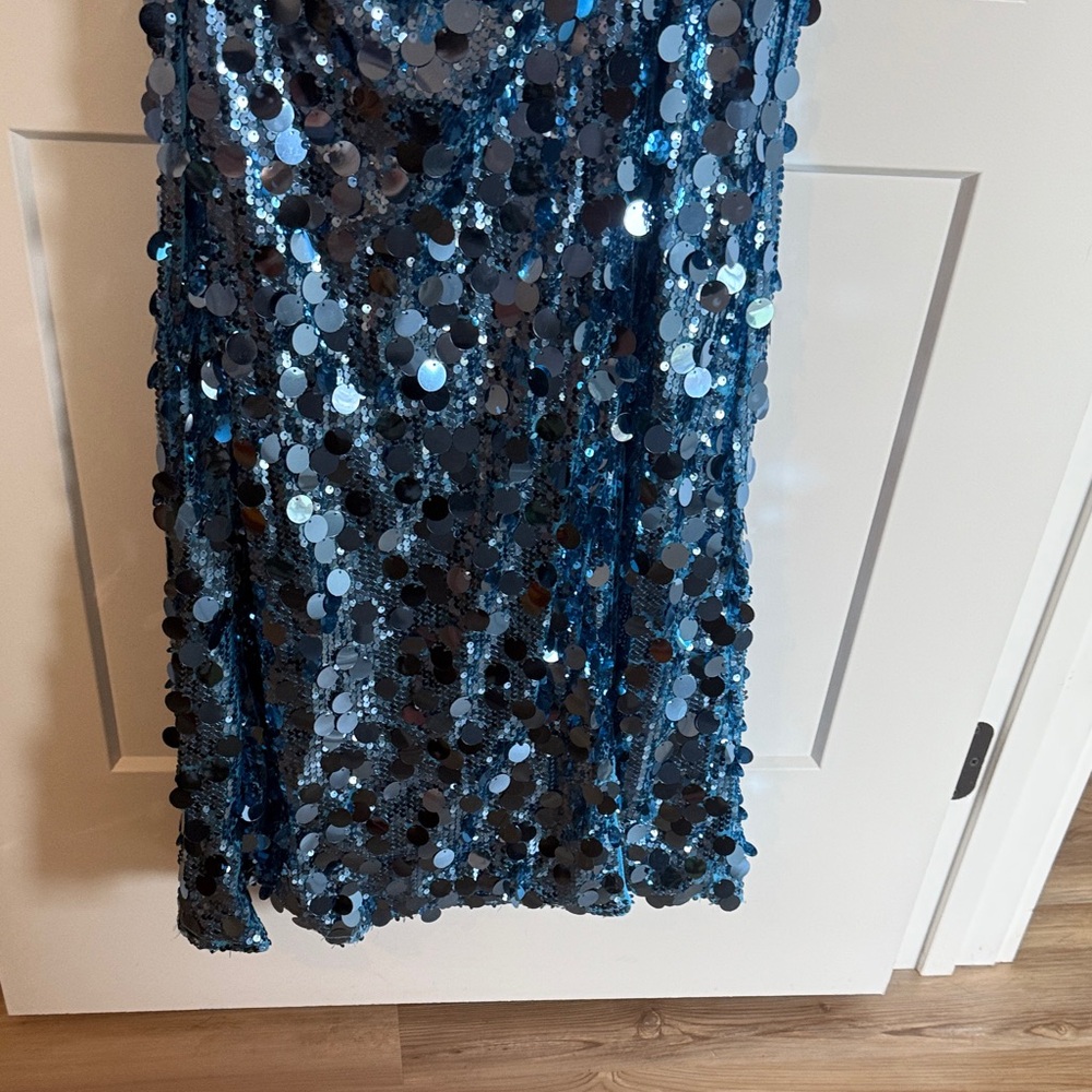 Forever 21 Blue Sequin Strapless Dress - Picture 4 of 9